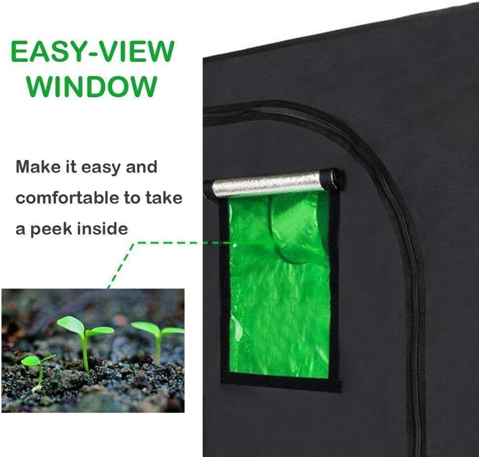 Upgraded 2-In-1 48"X36"X72" Mylar Hydroponic Grow Tent with Easy View Window and Floor Tray, 3' X4' Tent Kit for Indoor Plant Growing