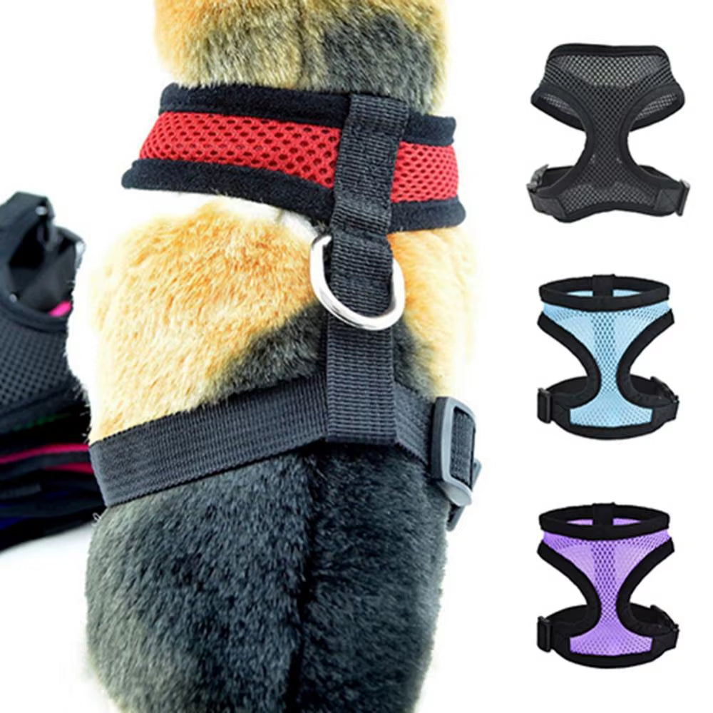 Breathable Small Pet Collar Mesh Dog Harness and Leash Set Cat Vest Harness for Chihuahua Puppy Pug Bulldog Cat Arnes Perro