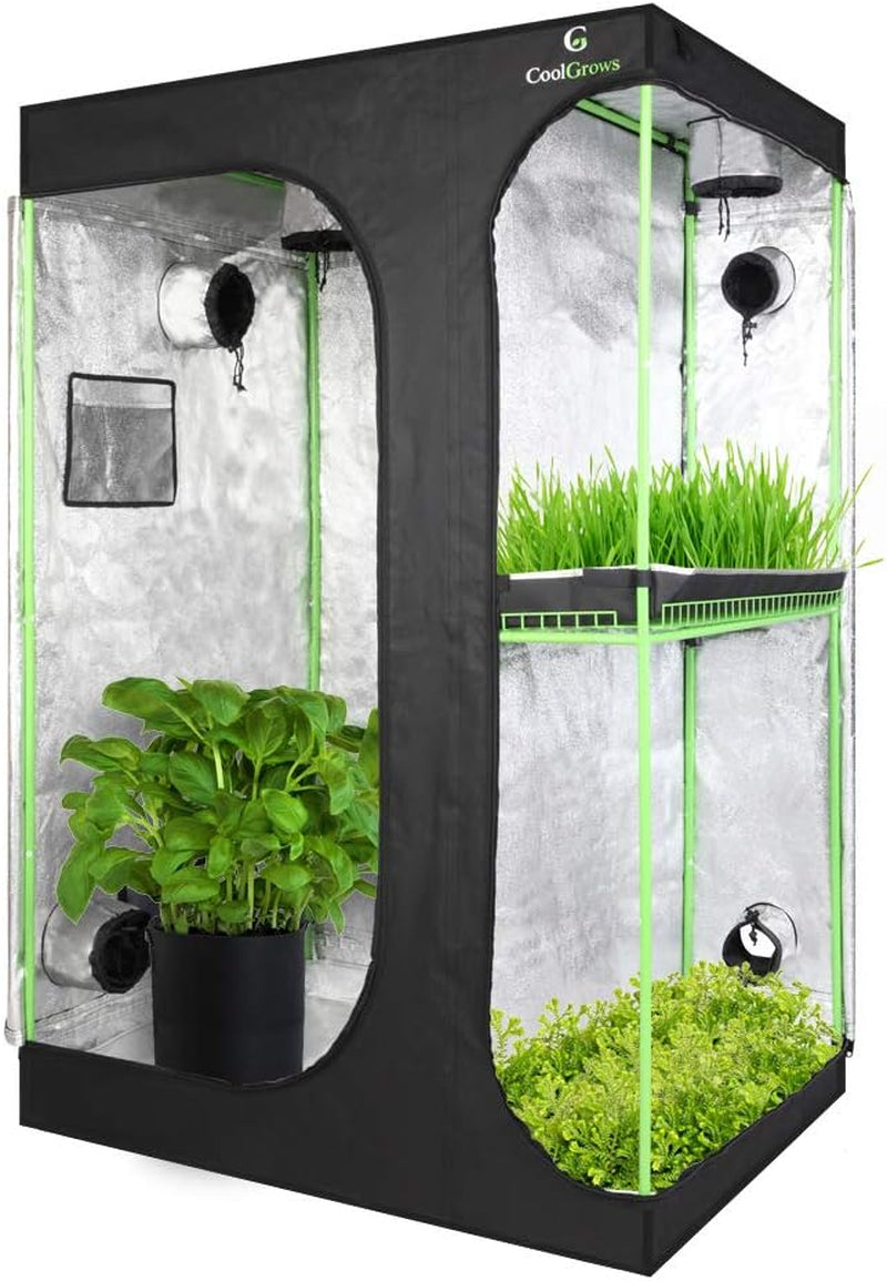 Upgraded 2-In-1 48"X36"X72" Mylar Hydroponic Grow Tent with Easy View Window and Floor Tray, 3' X4' Tent Kit for Indoor Plant Growing