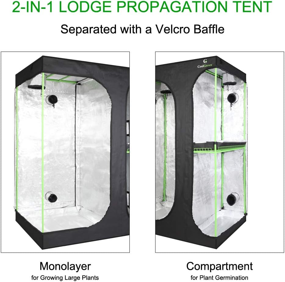 Upgraded 2-In-1 48"X36"X72" Mylar Hydroponic Grow Tent with Easy View Window and Floor Tray, 3' X4' Tent Kit for Indoor Plant Growing