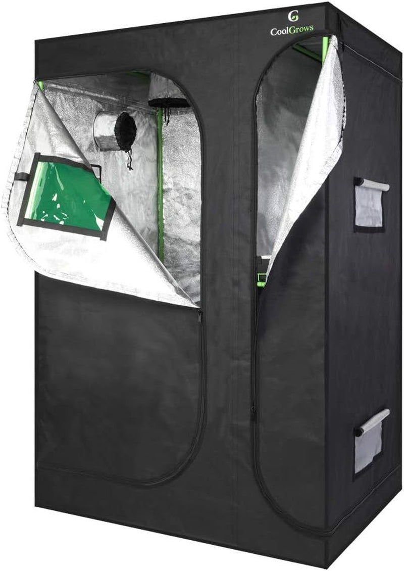 Upgraded 2-In-1 48"X36"X72" Mylar Hydroponic Grow Tent with Easy View Window and Floor Tray, 3' X4' Tent Kit for Indoor Plant Growing