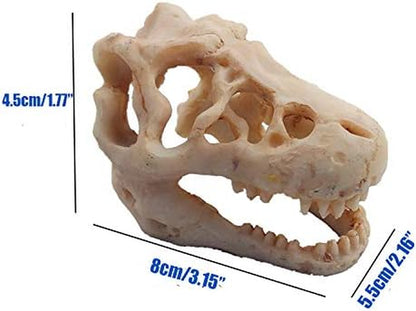 Resin Dinosaur Skull Aquarium Ornament Mini Dinosaur Tank Decoration Betta Fish Small Dinosaur Skull Fish Reptile Tank with Holes Aquarium Landscape Reptile Hideout Caves