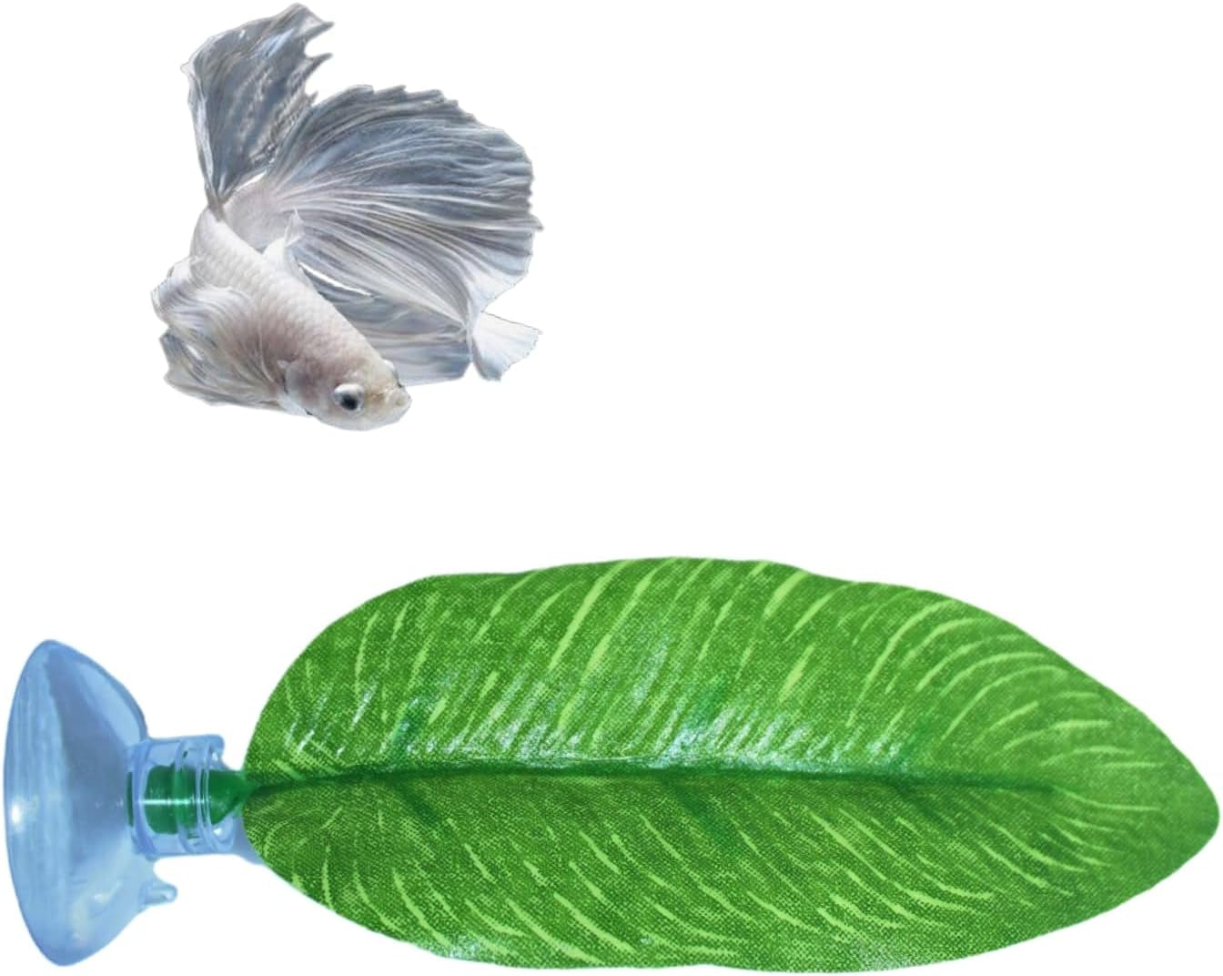 No Wire Betta Bed Leaf Hammock, Silk Betta Fish Leaf Hammocks Pad Lounger Toys Lightweight and Realistic Fish Hideout Plastic Aquarium Plants Accessories for Fish Tank Decorations (2Pcs), Green