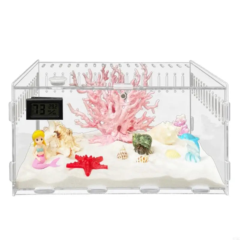 M7BC Reptiles Feeding Box Breeding Case Acrylic Terrariums for Reptiles Small Snake