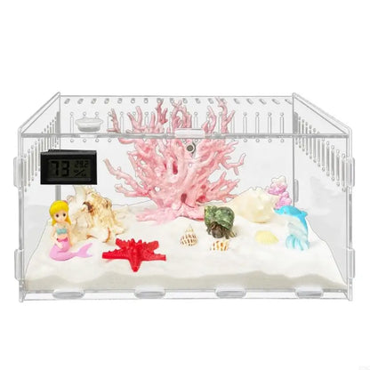 M7BC Reptiles Feeding Box Breeding Case Acrylic Terrariums for Reptiles Small Snake