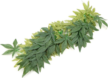 Reptile Vines,Reptiles Artificial Vine Plastic Fake Hanging Leaves Green Simulation Plant Reptile Terrarium Decor Aquarium Fish Tank Ornament with a Sucker(50Cm)