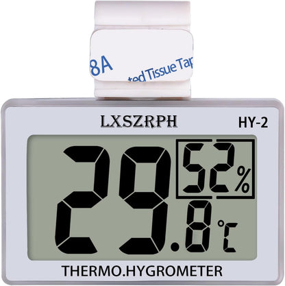 Reptile Hygrometer Thermometer, Digital Amphibian Hygrometer Thermometer with Hook Temperature Humidity Meter Gauge for Reptile Tanks, Terrariums, Vivarium, LCD Display 1Pack