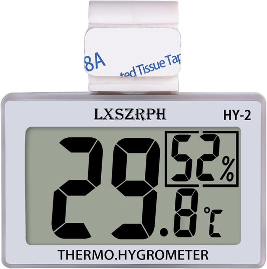 Reptile Hygrometer Thermometer, Digital Amphibian Hygrometer Thermometer with Hook Temperature Humidity Meter Gauge for Reptile Tanks, Terrariums, Vivarium, LCD Display 1Pack