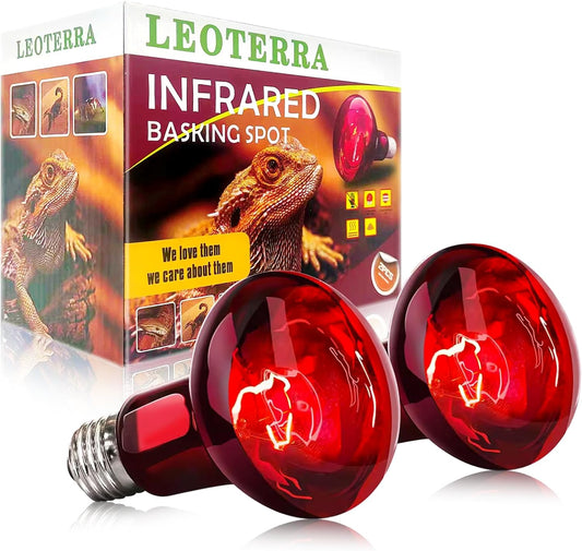 2-Pack 50W Infrared Heat Lamp Red Night Light Bulbs for Reptile Terrariums