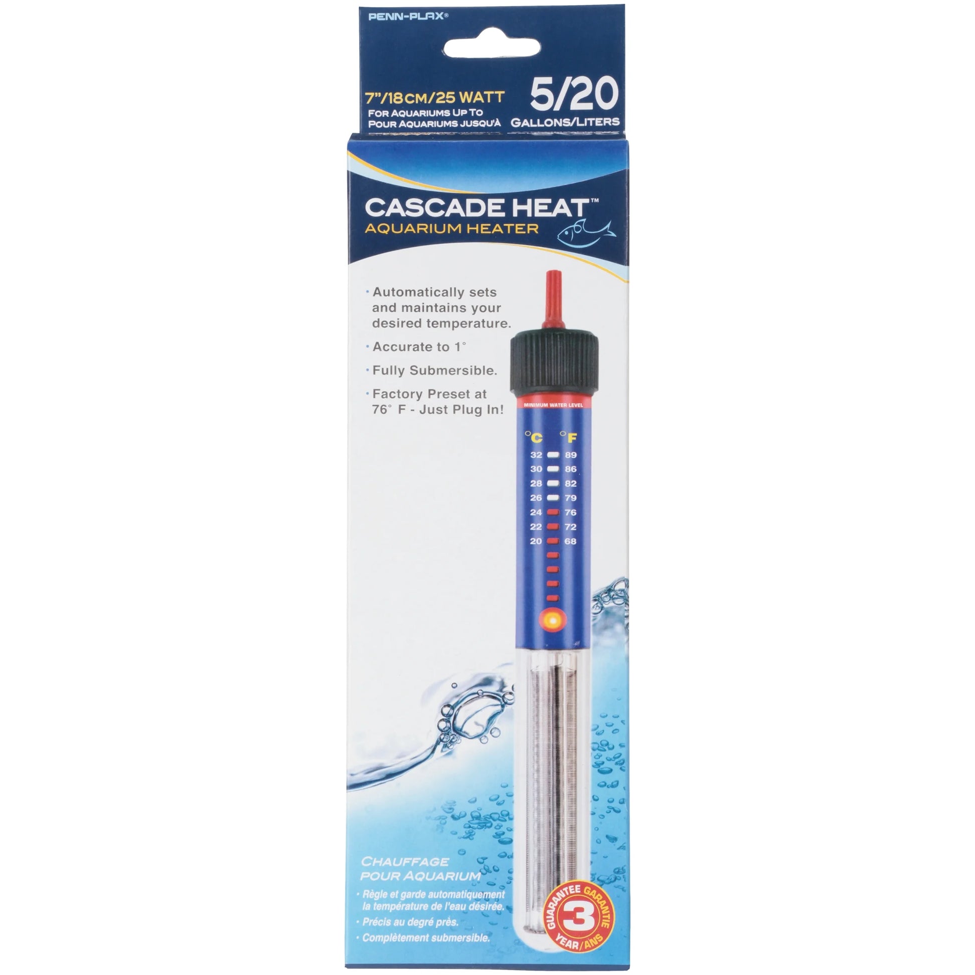 Cascade Heat Aquarium Heater – 7.5” Length – 25 Watts