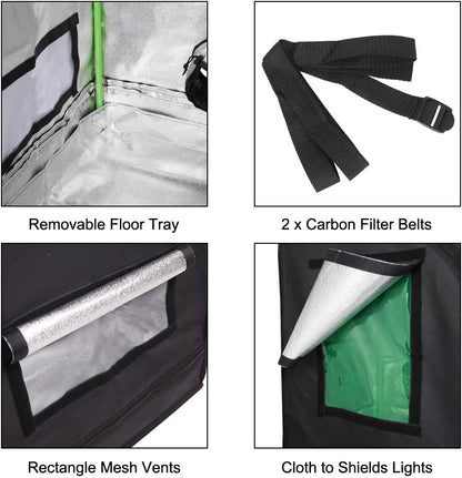 Upgraded 2-In-1 48"X36"X72" Mylar Hydroponic Grow Tent with Easy View Window and Floor Tray, 3' X4' Tent Kit for Indoor Plant Growing