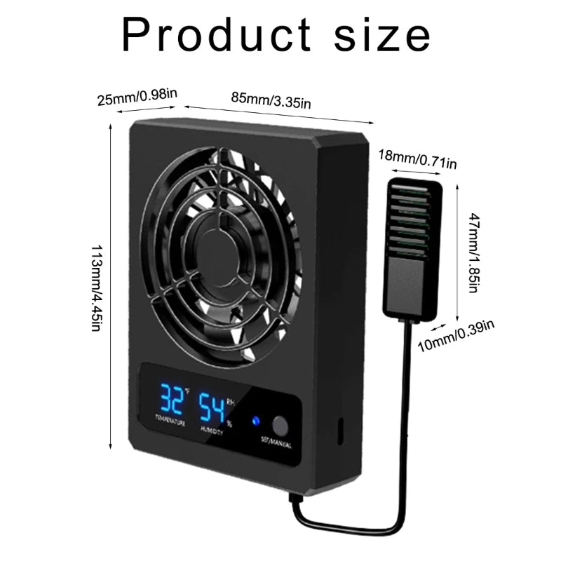 Terrariums Ventilator Cooling Fan Reptiles Tanks Hangable Air Coolers Automatic Terrariums Chiller Temperature Control Fan