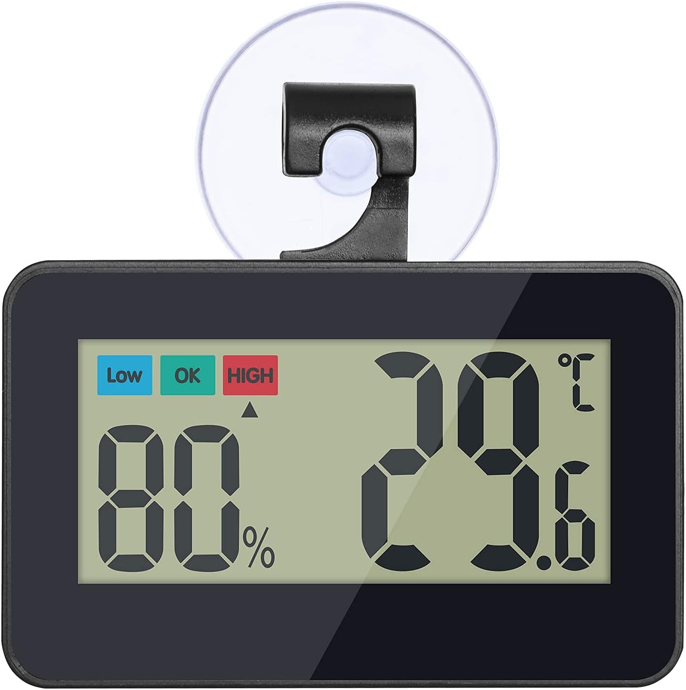 Reptile Thermometer Hygrometer Reptile Terrarium Thermometer Hygrometer Digital Display Pet Rearing Box Reptiles Tank Thermometer Hygrometer with Suction Cup and Hook (Black)