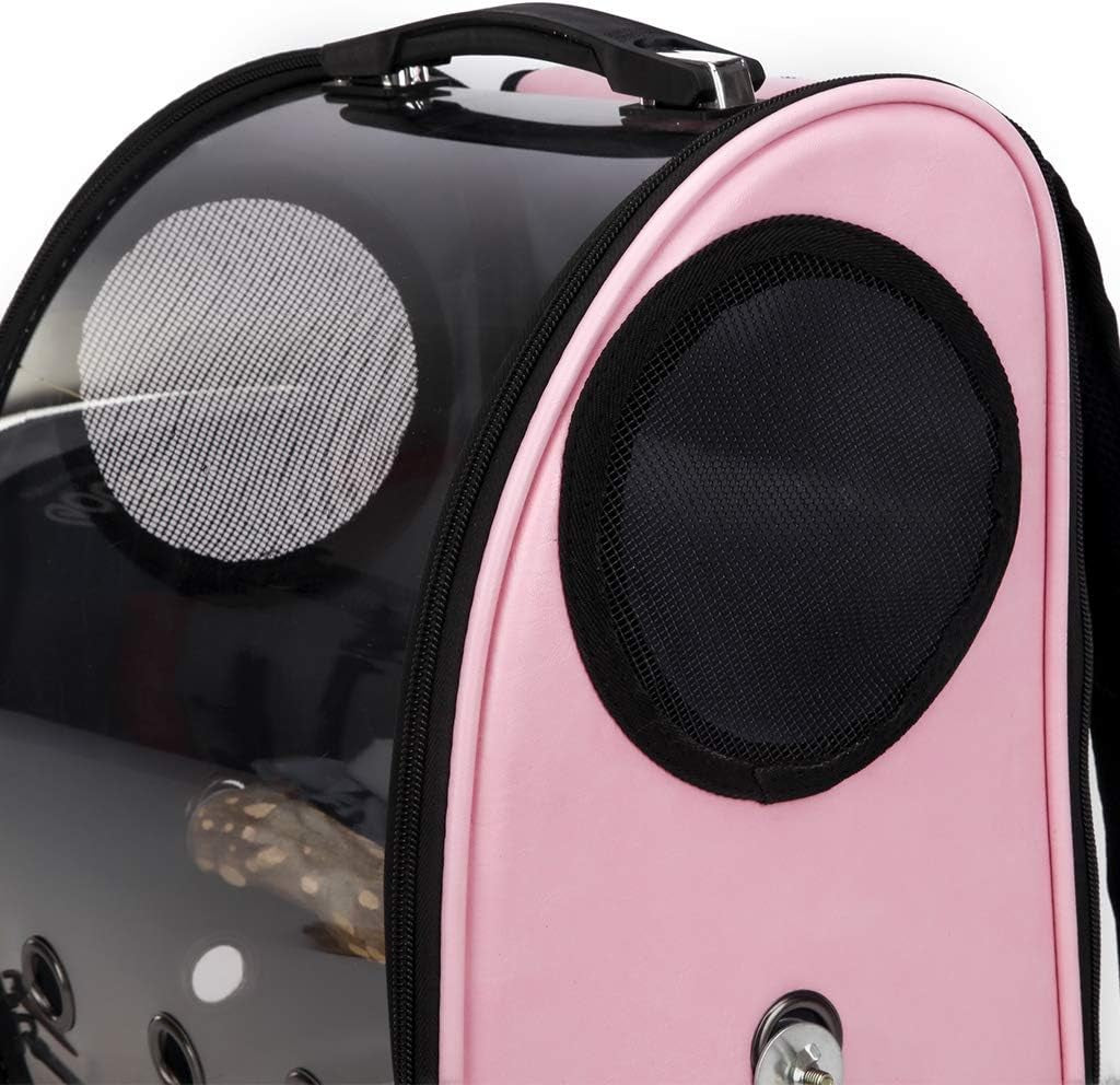 Pet Parrot Bird Small Dog Cats Carrier Backpack, Space Capsule Breathable Transparent Cover Backpack for Pets with 4 Colors Optional