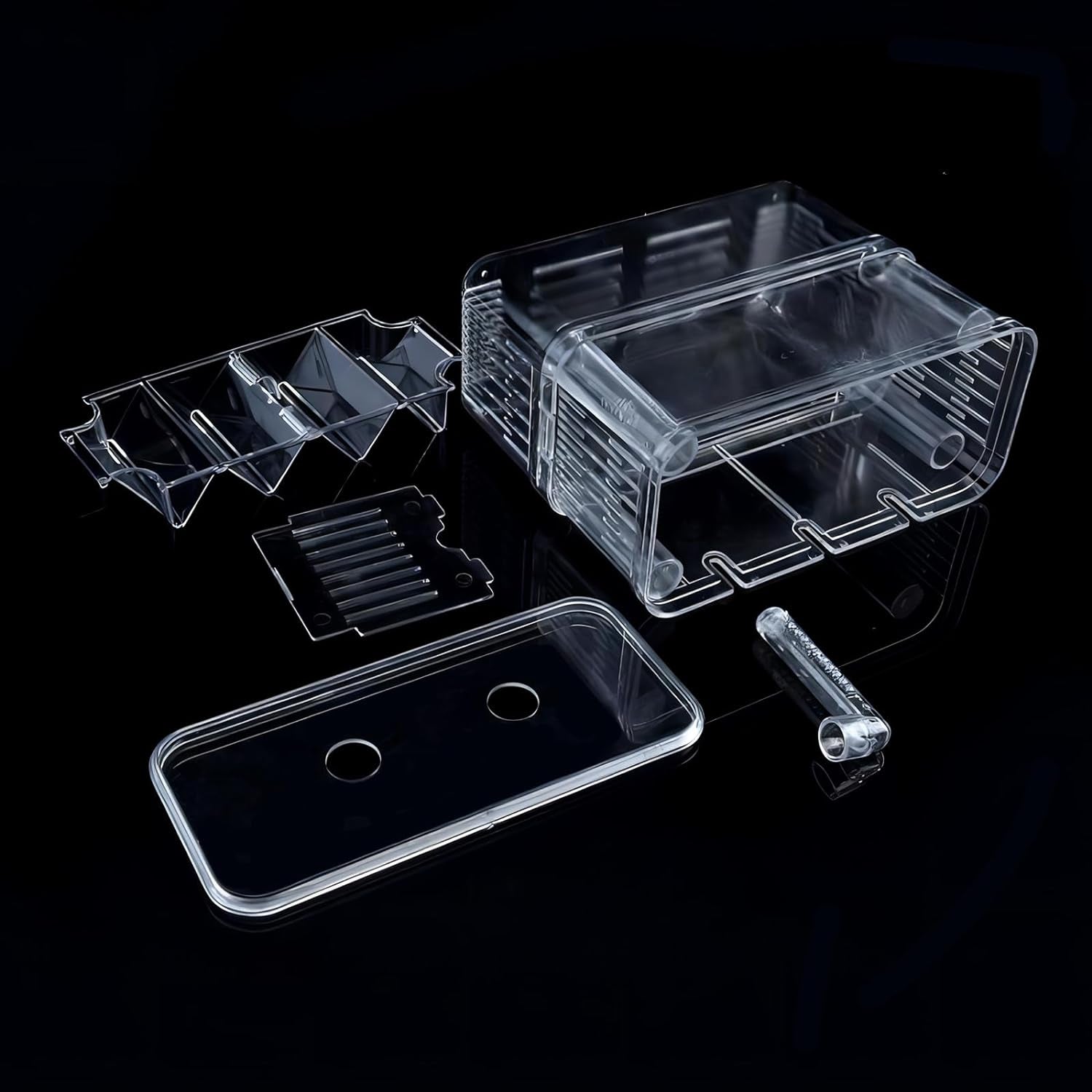 In-Tank Aquarium Breeder Box for Fish Tank, Breeding Incubator for Small Fish Hatchery, Acrylic Divider for Shrimp Clownfish Aggressive and Injured Fish, Can Connect Air Pump (Medium)
