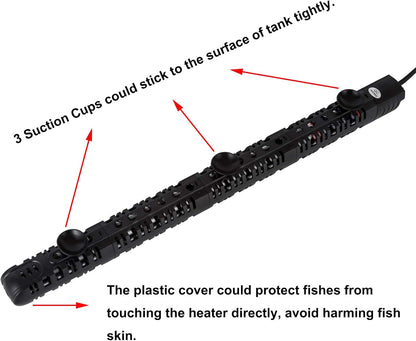 100W/300W/500W Aquarium Heater Submersible 10-90 Gallon 300 Watt Fish Tank Heater with Durable Quartz Glass Protective Sleeve Auto Thermostat for Fresh Water and Salt Water