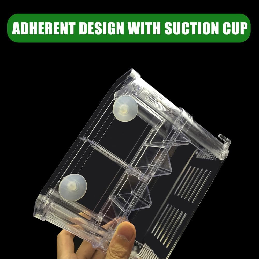 In-Tank Aquarium Breeder Box for Fish Tank, Breeding Incubator for Small Fish Hatchery, Acrylic Divider for Shrimp Clownfish Aggressive and Injured Fish, Can Connect Air Pump (Medium)