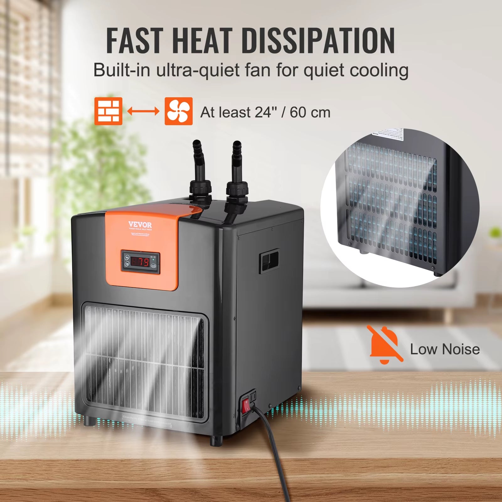 Aquarium Chiller 0.25/0.33/0.1/1.5HP Hydroponic Water Chiller Quiet Refrigeration Compressor for Fresh Water Fish Tank