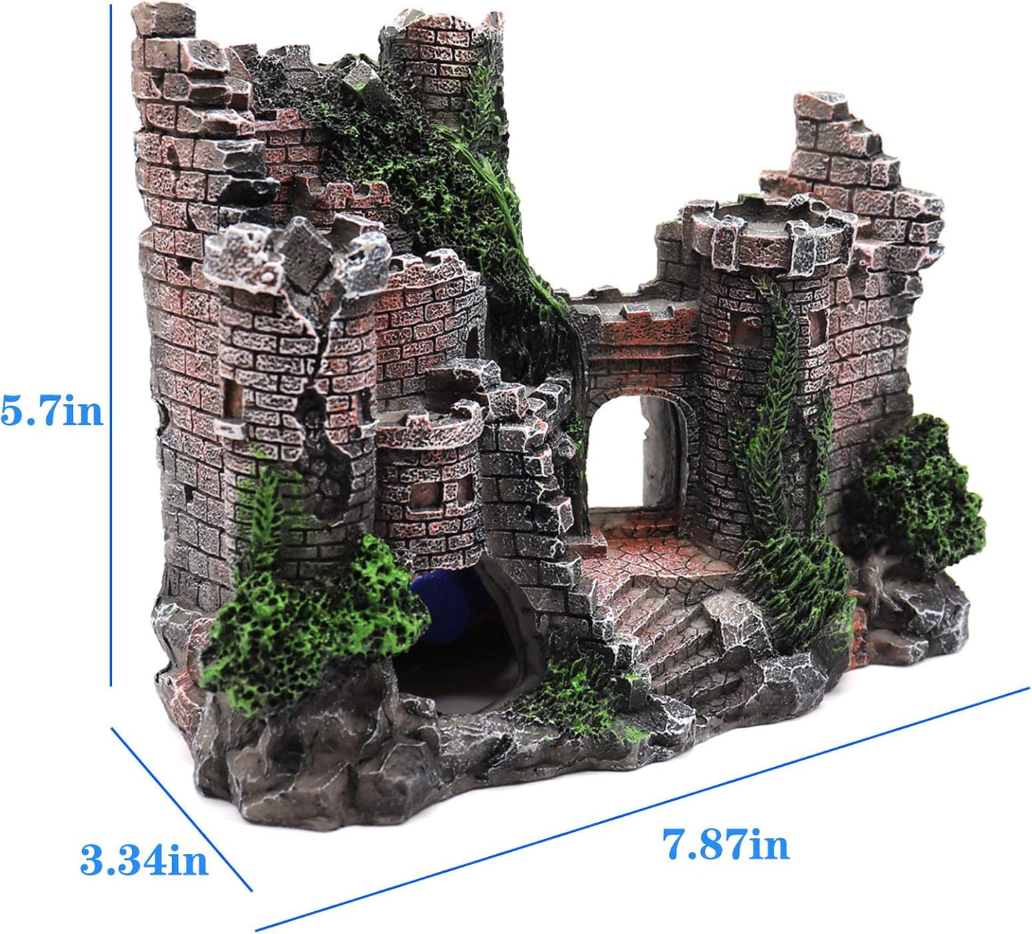 Aquarium Resin Castle Decoration, Castle Hideouts Stone Cave Hide House Fish Tank Aquarium Accessories for Betta Shrimp Turtle