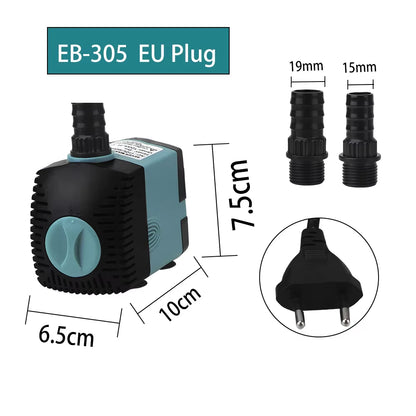 Aquarium Pump Energy-Saving Submersible Water Pump Ultra-Quiet Filter Fish Pond Fish Tank Fountain 3/10/25W EU/US Plug