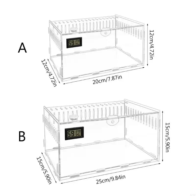 M7BC Reptiles Feeding Box Breeding Case Acrylic Terrariums for Reptiles Small Snake