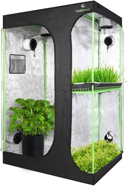 Upgraded 2-In-1 48"X36"X72" Mylar Hydroponic Grow Tent with Easy View Window and Floor Tray, 3' X4' Tent Kit for Indoor Plant Growing