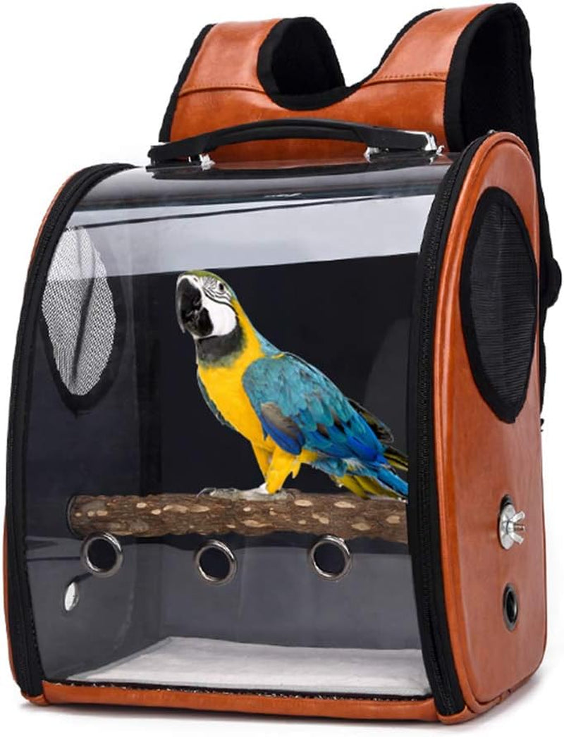 Pet Parrot Bird Small Dog Cats Carrier Backpack, Space Capsule Breathable Transparent Cover Backpack for Pets with 4 Colors Optional