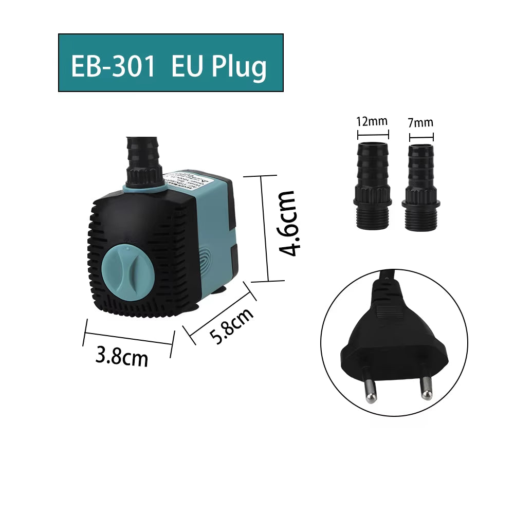 Aquarium Pump Energy-Saving Submersible Water Pump Ultra-Quiet Filter Fish Pond Fish Tank Fountain 3/10/25W EU/US Plug