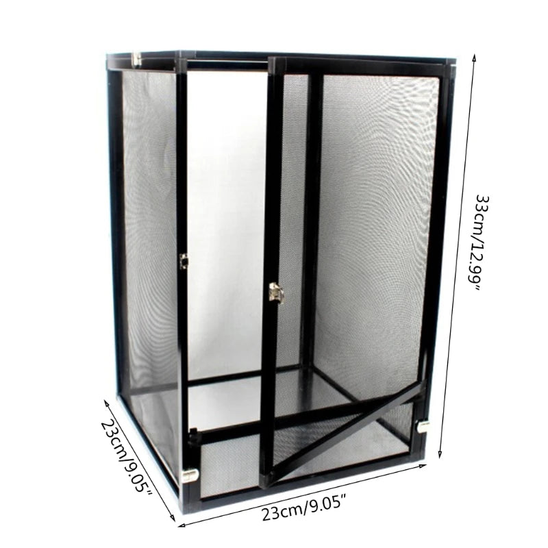 Reptile Terrarium Habitat Breeding Box Mini Transparent Reptiles Cage with Cover Nano Arboreal Tarantula Enclosure