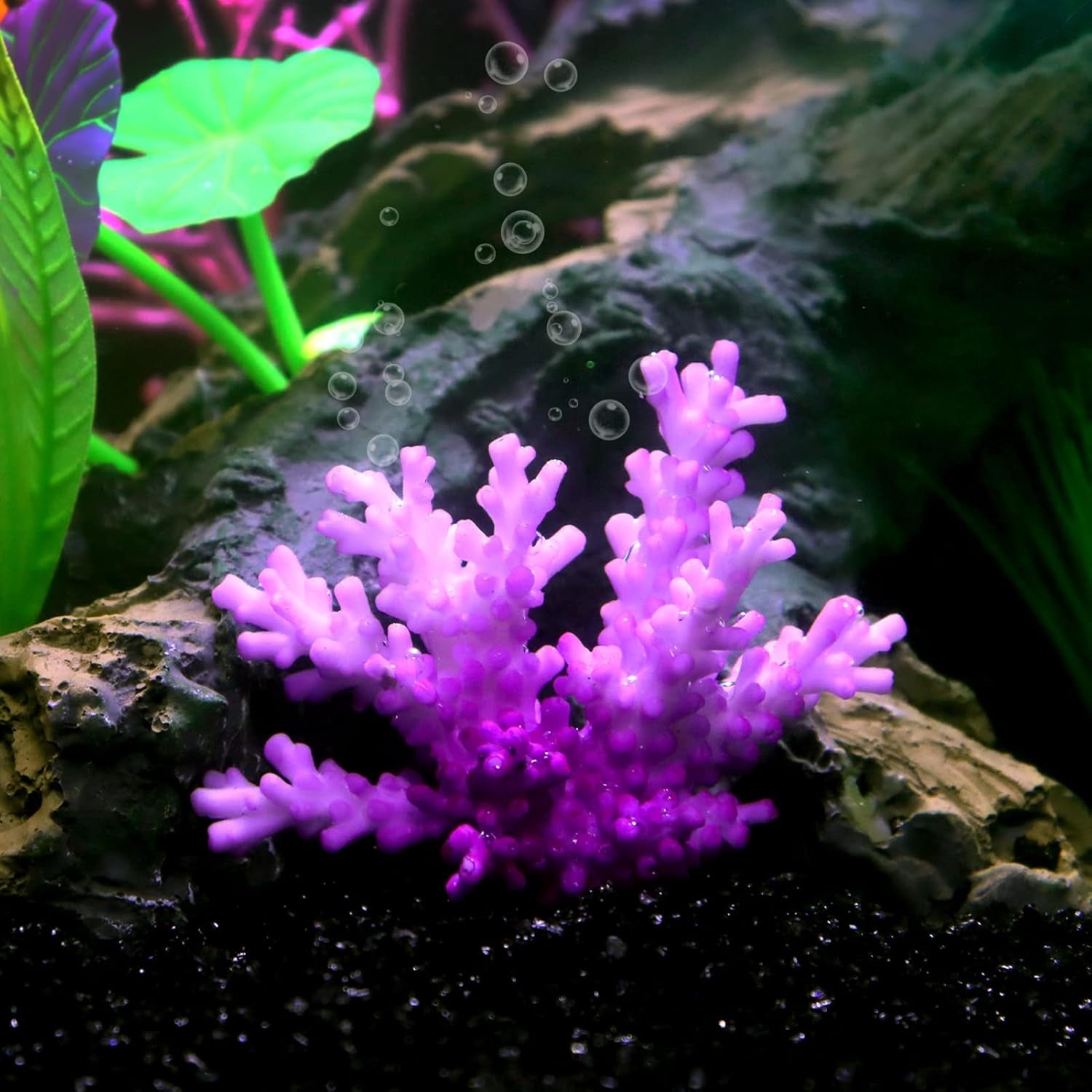 Aquarium Decorations: Glowing Coral Reef Decor Plants (Purple)