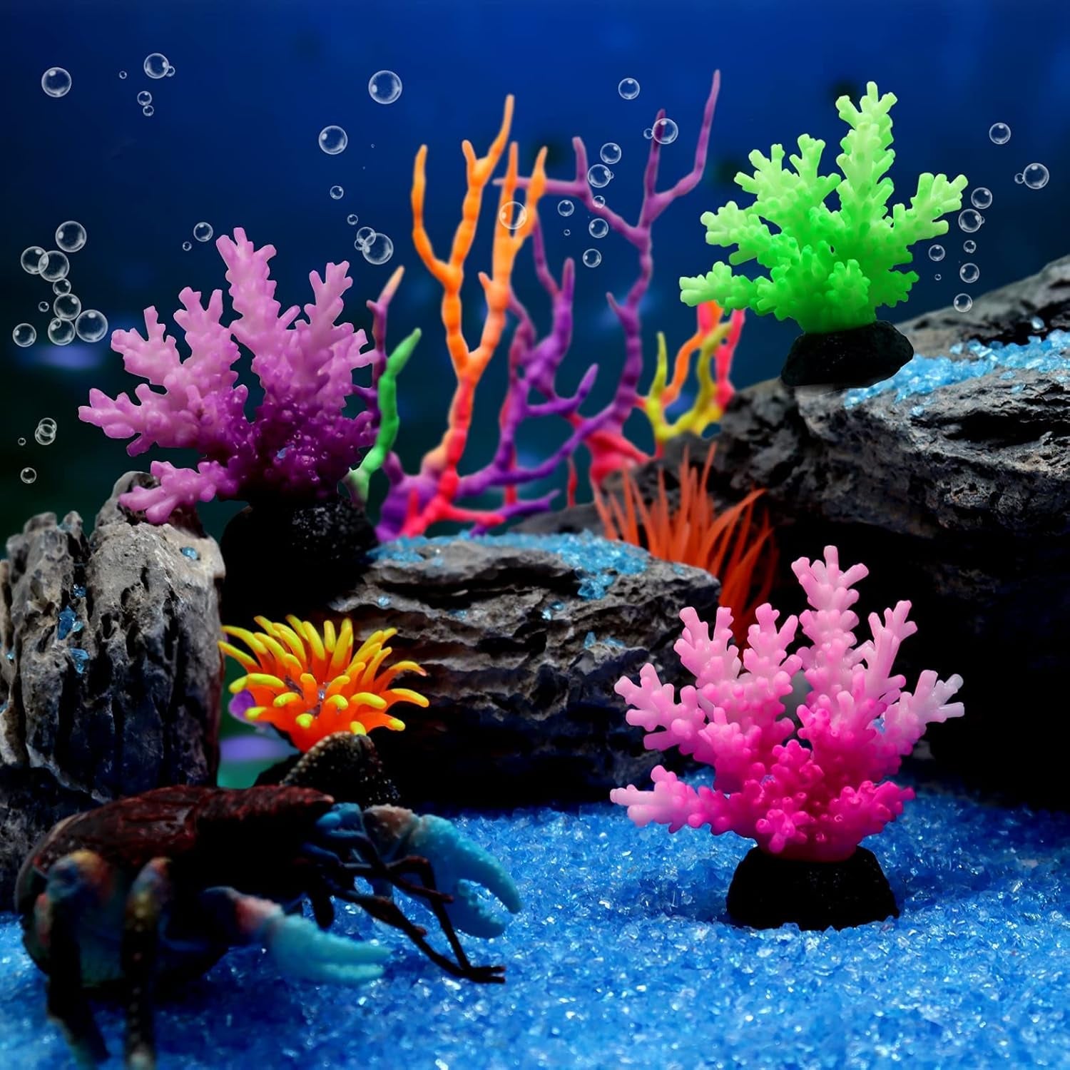 Aquarium Decorations: Glowing Coral Reef Decor Plants (Purple)