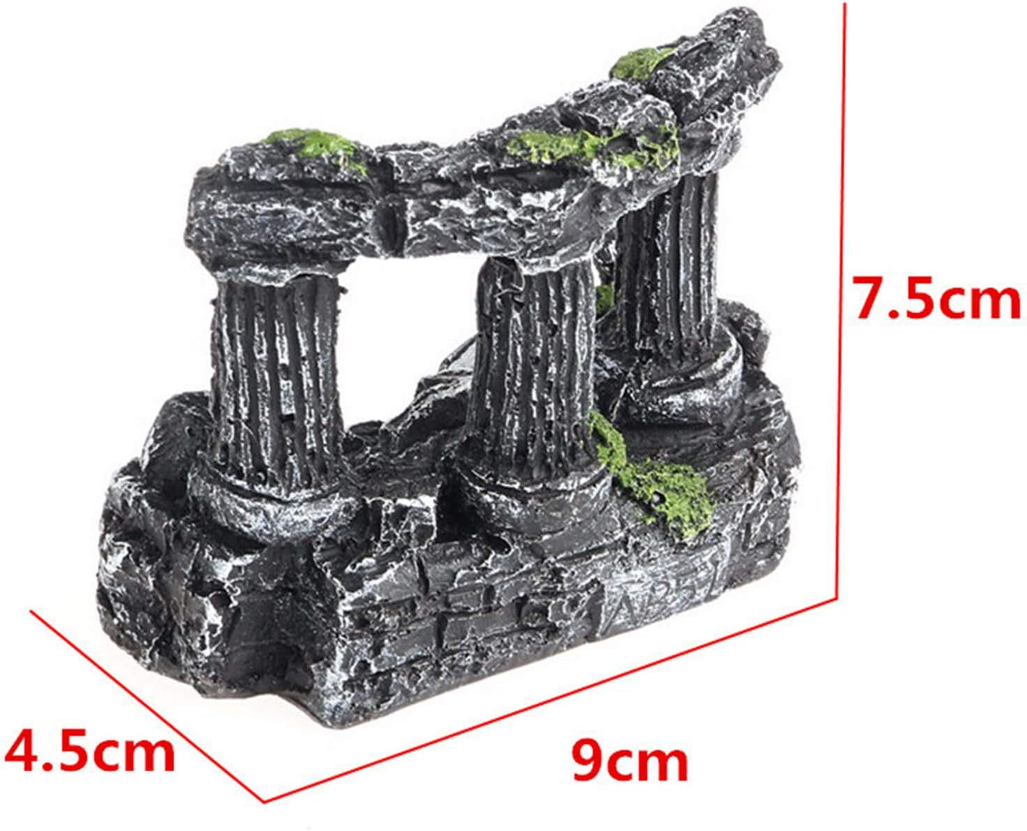 Aquarium Resin Decoration Roman Column Ruins Ornament Fish Tank Landscape Accessories Hideout Rocks for Small Turtles Fish Shrimps Amphibians Reptiles（3-Pillar）