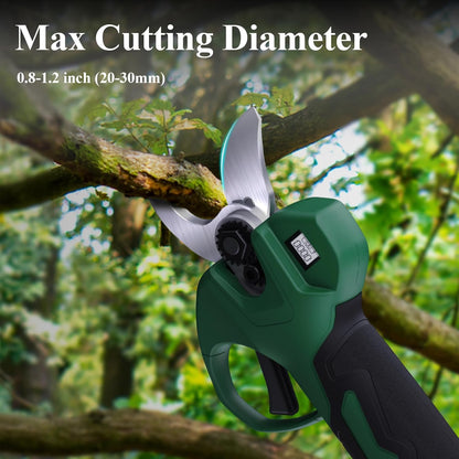 Cordless Electric Pruning Shears with 2×21V 2000Mah Batteries & LED Display, 1.2" Rechargeable Garden Pruning Shears for Thick Branches, Professional Landscaping Tools