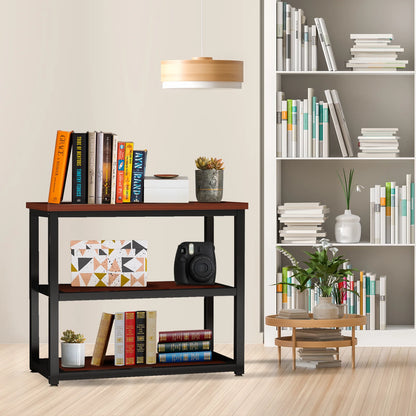 20-29 Gallon Metal Fish Tank Stand, 3-Tier Aquarium Stand Storage Shelf, Black Teakwood Brown, 31.5"L X 17.72"W X 27.56"H