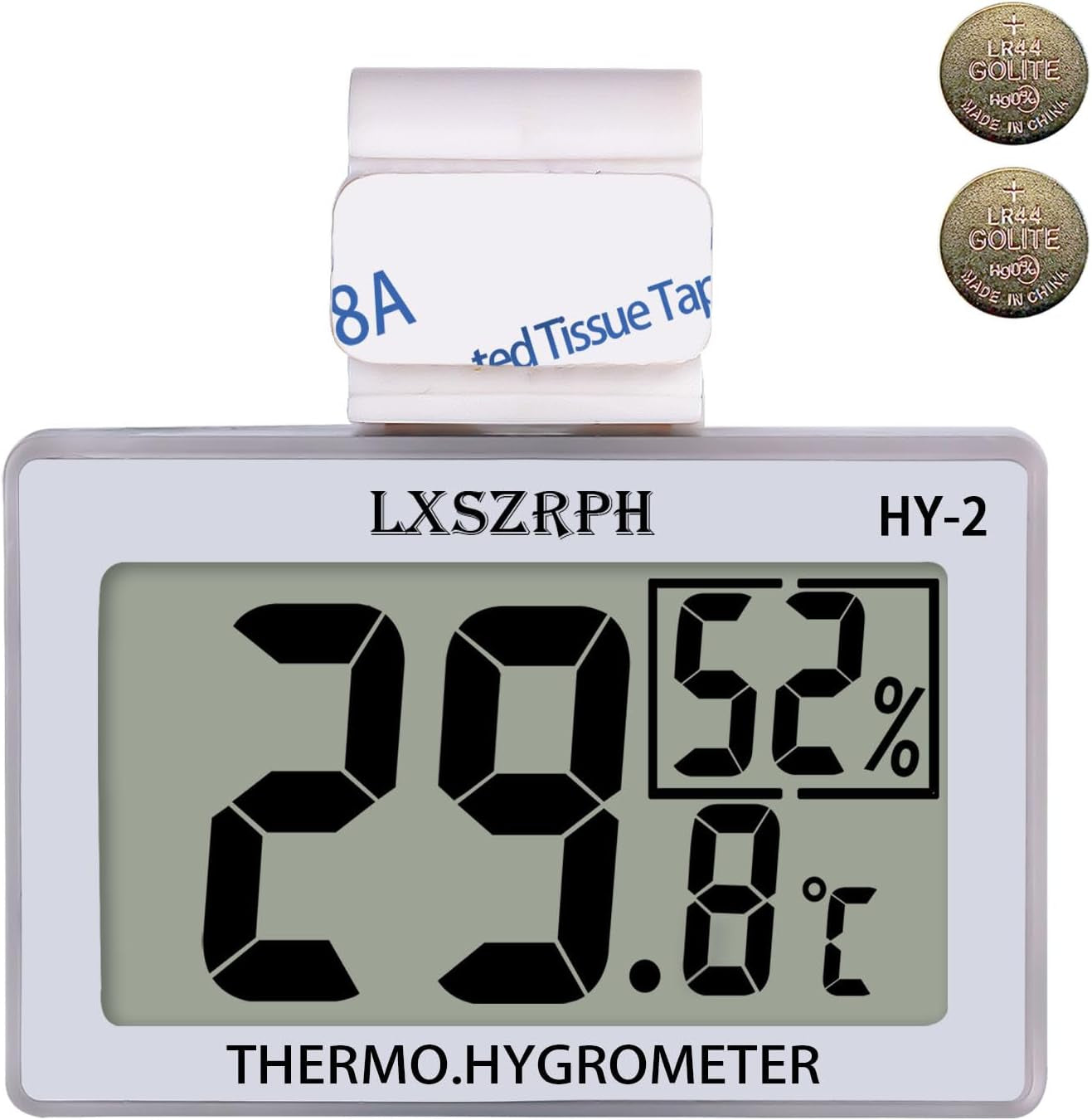 Reptile Hygrometer Thermometer, Digital Amphibian Hygrometer Thermometer with Hook Temperature Humidity Meter Gauge for Reptile Tanks, Terrariums, Vivarium, LCD Display 1Pack