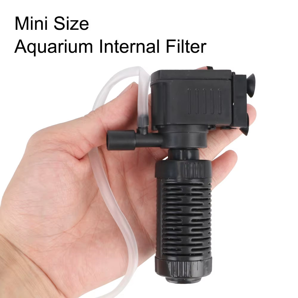3 in 1 Filter Water Purifier Oxygenation Submersible Filtration Mini Fish Tank Filter for Aquarium Fish Tank