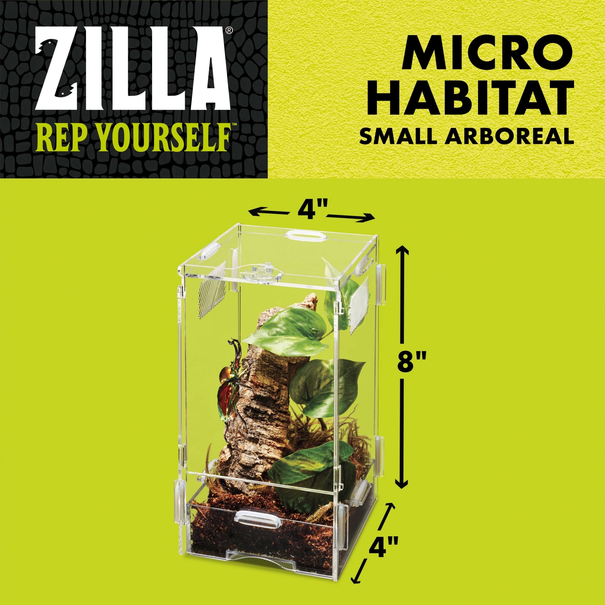 Micro Habitat Reptile Terrariums with Locking Latch Arboreal, Small Acrylic