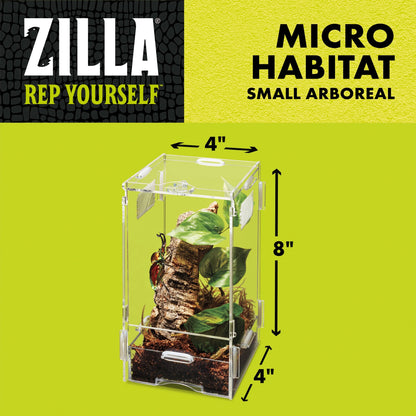 Micro Habitat Reptile Terrariums with Locking Latch Arboreal, Small Acrylic