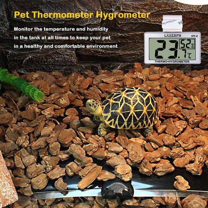 Reptile Hygrometer Thermometer, Digital Amphibian Hygrometer Thermometer with Hook Temperature Humidity Meter Gauge for Reptile Tanks, Terrariums, Vivarium, LCD Display 1Pack