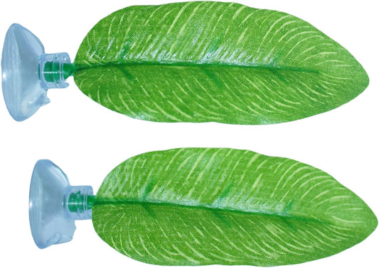 No Wire Betta Bed Leaf Hammock, Silk Betta Fish Leaf Hammocks Pad Lounger Toys Lightweight and Realistic Fish Hideout Plastic Aquarium Plants Accessories for Fish Tank Decorations (2Pcs), Green