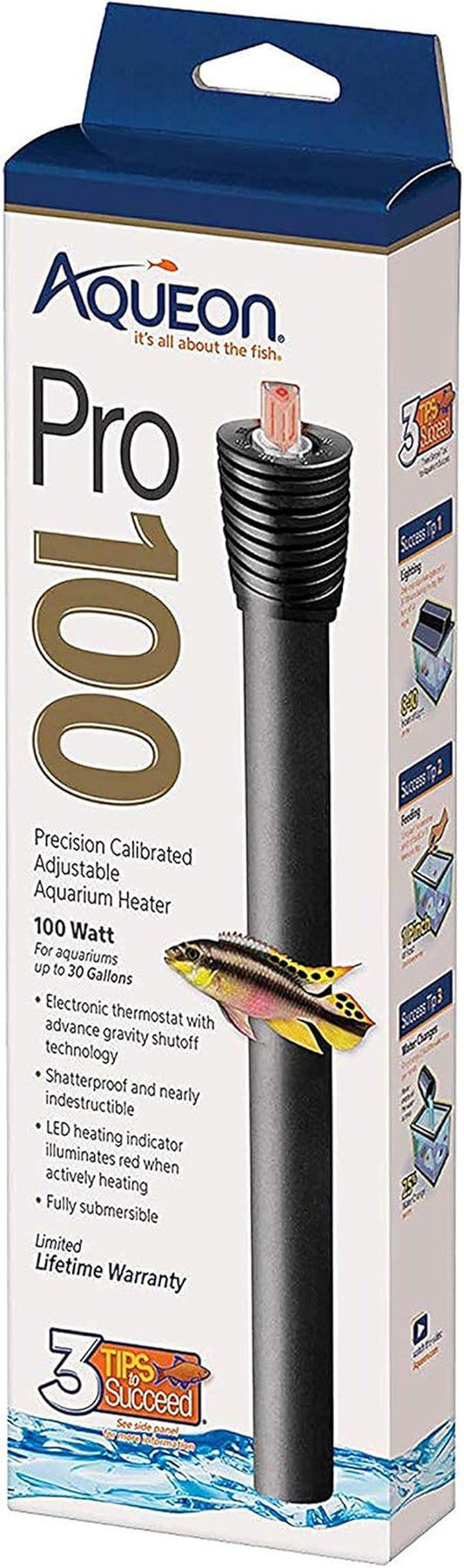 Pro 100 Submersible Aquarium Fish Tank Heater, 100 Watts, for up to 30 Gallon Fish Tanks