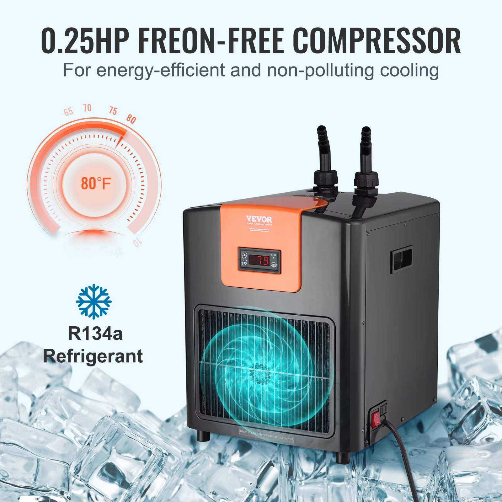 Aquarium Chiller 0.25/0.33/0.1/1.5HP Hydroponic Water Chiller Quiet Refrigeration Compressor for Fresh Water Fish Tank