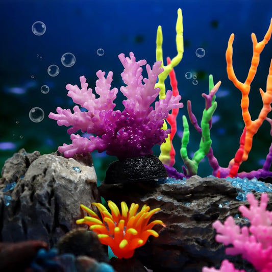 Aquarium Decorations: Glowing Coral Reef Decor Plants (Purple)