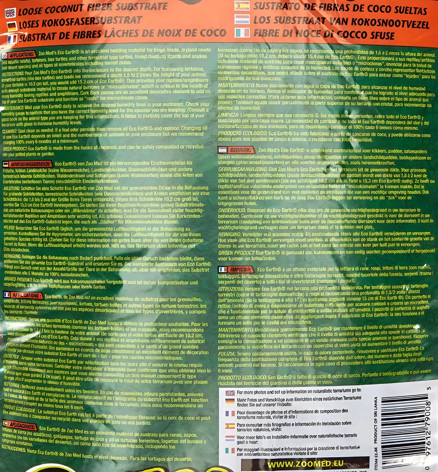 Eco Earth Loose Coconut Fiber Reptile Substrate Zoo Med 8 Quarts