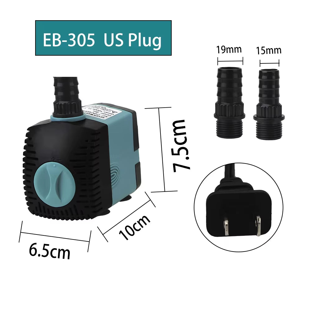 Aquarium Pump Energy-Saving Submersible Water Pump Ultra-Quiet Filter Fish Pond Fish Tank Fountain 3/10/25W EU/US Plug